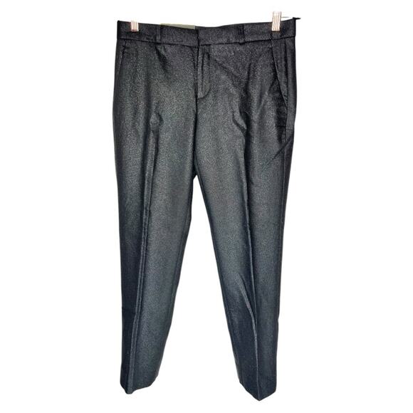 NWT Banana Republic Avery Black Metallic Straight Ankle Mid-Rise Pants size 4 - Picture 1 of 6